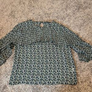 Anthropologie Green Floral Blouse